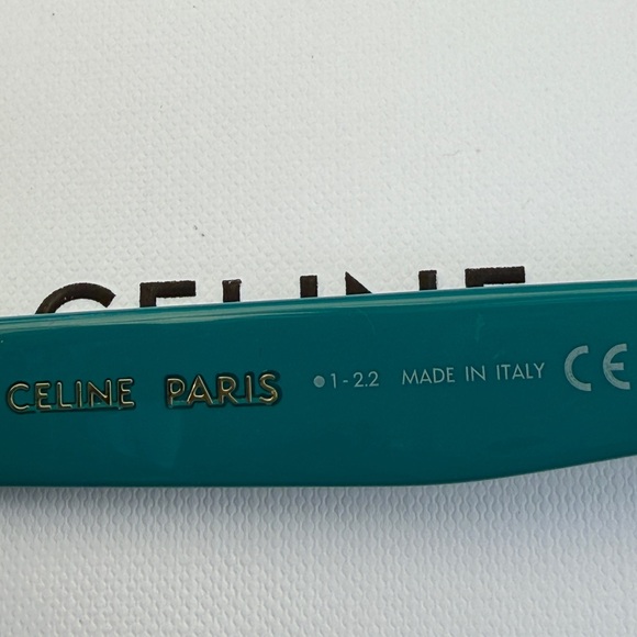 Celine MONOCHROMS 55mm Square Shiny Turquoise Smoke Green Sunglasses CL40249U - Picture 10 of 12